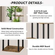 Estantería de flores de hierro, estantería de piso de múltiples niveles para macetas de sala de estar en el hogar, estantería para plantas de balcón - Negro - Ver 6