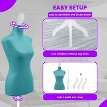 Mannequin Torso Manikin Dress Form Height Adjustable Dress Model Display Torso Body Tripod Stand Clothing Forms - màu xanh lá - Xem 4