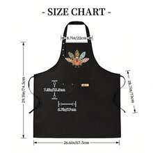 Single-Piece, Thanksgiving Turkey Pattern, Thanksgiving Elf Theme, Thanksgiving Happy Print Apron – Features An Adjustable Front Panel And Large Capacity Pocket, Suitable For Home Cooking, Restaurants, Food Trucks, Aprons, And Food Service Attire - AZX0001 - Xem 5