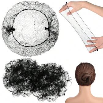 50 piezas Redecillas para el cabello, Redecillas elásticas invisibles de 20 pulgadas para mujeres - Redecilla de malla ligera para servicio de alimentos, cocina, ballet, danza y uso en salón; Ajuste transpirable y