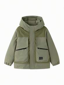 Balabala BalaOne 儿童男童羽绒服，2025 冬季款，保暖防水，叠穿造型 - 軍綠 - 查看 4