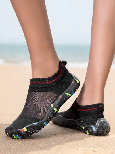 Unisex 36-44 Elastic Water Shoes, Breathable Fabric Upper, Versatile For Beach, Indoor Casual, Fitness, Yoga, Sports, Soft Sole Suitable For Outdoor Swimming And Water Activities