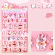 Pegatinas de panda de dibujos animados en 3D con relieve de cristal, pegatinas decorativas lindas para niñas, teléfonos - Multicolor - Ver 17