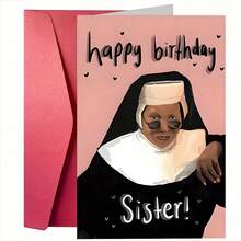 1 Pc Funny Nun Birthday Card With Humorous Wishes For Sisters Paper Material Perfect For Friends Family Colleagues Couples Wedding Party Graduation Party Any Occasion Invitation Card Gift Card Greeting Card Thank You Card Christmas Card With Envelope - 彩色 - 查看 6