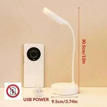 LED Desk Lamp With 3-Level Dimmer, Flexible Gooseneck, Eye-Caring Table Light, USB Powered, Switchable White To Warm Illumination, Ideal For Home Office Reading And Studying - 白色 - 查看 7