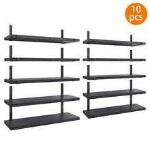 Tomnk 5/10pcs Floating Shelves, Width 4.7 Inches Wall Shelves, Bathroom Organizer, Wall Hanging, Wall Art, Fall Decor Home, Rustic Board Wall Storage Shelves For Bedroom, Living Room, Kitchen, Bathroom, Home Decor, Laundry Room, Office And Plants,Room Decor - 10 miếng - Đen 1 - Xem 9