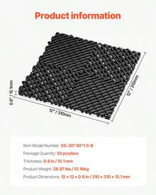 Parking Pad - Tapis de drainage de garage 12x12 pouces 55 pièces noir - Voir 7