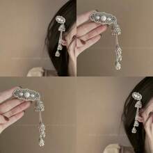 Luxury Tassel Hair Clip, Side Bangs Clip, Photo Hair Accessory, Retro  Hair Accessory For Women - One White Pearl - View 2