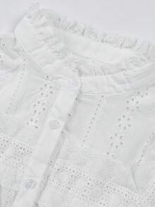 ii Vacation Style Solid Color Hollow Out Embroidery Women Top Spring White - White - View 10