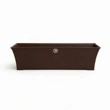 Macetera jardinera tipo rattan plástico jardín 12 litros, recipiente para plantas exterior/interior, decoración jardín terraza balcón, material ligero resistente, ideal gran variedad de plantas - Café integral - Ver 8