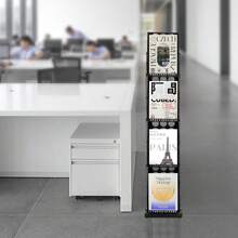 WUPYI Expositor plegable de 4 niveles para folletos, revistero de hierro, estantería de oficina, soporte para catálogos y literatura para oficinas y ferias comerciales, estantería escalonada, artículos para el hogar, decoración del hogar
