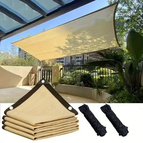 Vela ombreggiante a righe contemporanea per esterni con occhielli - Protezione UV, durevole e facile da installare per patio, giardino e bordo piscina