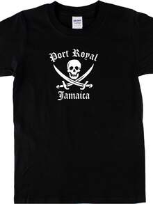 Port Royal, Jamaica T-Shirt - Souvenir, Pirate Skull, Various Colours,This Fun Printed Casual T-Shirt Is The Perfect Gift For Valentine's Day/Christmas - 款式14 - 查看 1