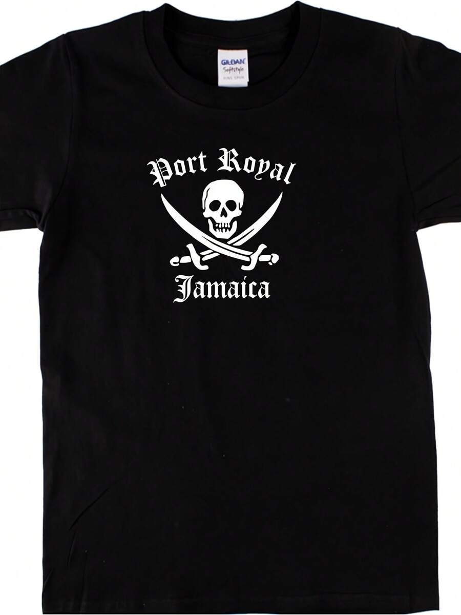 Port Royal, Jamaica T-Shirt - Souvenir, Pirate Skull, Various Colours,This Fun Printed Casual T-Shirt Is The Perfect Gift For Valentine's Day/Christmas - 款式14 - 查看 1