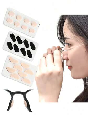 防滑眼镜架 眼镜固定器 眼镜耳套 泡沫鼻托 非乳胶吸汗泡沫鼻托 适用于眼镜 太阳镜 眼镜配件 女士专用 防止妆容晕染褪色 缓解鼻梁压力 佩戴更舒适