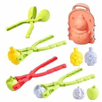 3岁以上儿童雪球制作玩具，苹果、南瓜、骷髅头造型雪球制作玩具，可拆卸户外雪夹玩具工具套装，适合生日、圣诞节礼物（颜色随机）