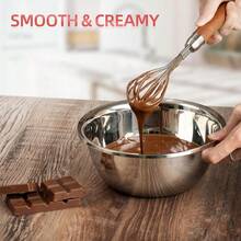 Whisk For CookingStainless Steel Wire Wooden Handle Kitchen Multi Function Non Stick Balloon Whisk Egg Beater For Blending Whisking Beating Frothing Stirring Batters 11"L X 2.1"W - 11 英吋長 x 2.1 英吋寬 - 查看 5