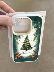1pc Customized Phone Case, Fashionable Christmas Tree Pattern, TPU Faux Leather Material, Compatible With Samsung S23 Ultra/S24 Ultra/A54 And Redmi Note13 Pro Plus/Redmi 9A/10C And Compatible With IPhone 17 Pro Max/6 Pro Max/15 Pro/14 Plus/13 Pro/12 Pro Max/11/Xs Max, Anti-Fall, Anti-Fingerprint, Durable, Gorgeous High-End, Best Gift For Friends, Father, Mother, Boyfriend, Girlfriend