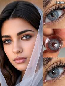 Lalens 新品上市 1 对/2 片装 小瞳孔自然蓝灰色美瞳，适合深棕色眼睛，打造精致妆容，适合毕业、生日、节日、夏季、秋季、Y2K 风格，时尚百搭，适合女性化妆、派对、海滩、旅行、露营、户外活动、校园旅行、节日装饰、礼物、玫瑰女孩角色扮演，最佳色彩魅力氛围，万圣节服装角色扮演