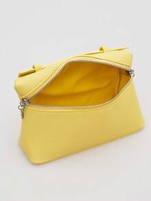 1 件纯色荔枝纹 PU 方形斜挎包，女士小钱包，适合日常时尚搭配