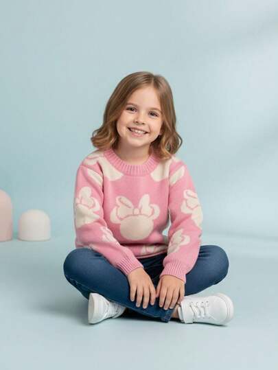 Blusa de Frio Suéter Feminino Infantil Desenho Menina Tricot Tricô Modal Confortável Casual Escola