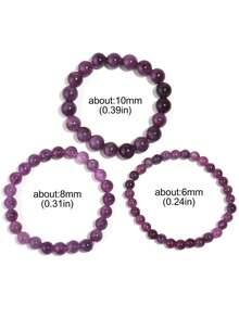 YAUKIA 1件紫色锂云母串珠手链 女士精致迷人配饰 瑜伽冥想 灵性疗愈 减压手链 - 紫色 - 查看 4