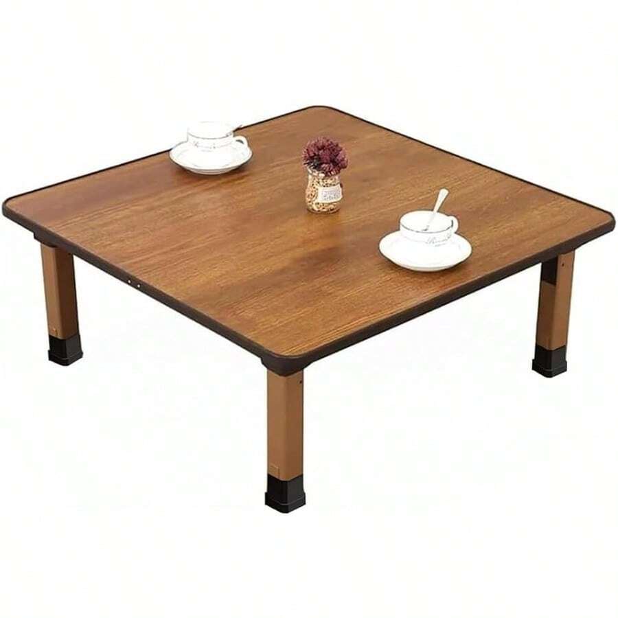 Japanese Foldable Coffee Table Portable Low Tea Table Wooden Folding Dining Study Breakfast Serving Table Collapsable Small Desk Tatami Sitting On The Floor Table For Home Living Room Bedroom Study SpaceSaving Design 27.6 11.8in Square Lightweight And Easy To Store - 棕色 - 查看 1