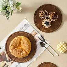 Wooden Round Tray With Grooves, Dinner Plate, Cheese Board, Suitable For Coffee Tables And Home Decoration, Appetizers, Cakes, Snacks, Coffee Tray, Acacia Tray, Country Style, Kitchen Tools, Friend Parties, Birthday Party Table Setting, Easy To Clean, Can Be Given As Housewarming, Thanksgiving, New Year Gifts