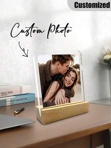 2D平面单件定制亚克力相框，适用于婚礼、生日、周年纪念日 - 可添加您自己的照片、姓名/文字 - 珍藏回忆的理想礼物，照片展示，生日纪念相框，圣诞相框，派对相框，摄影装饰，照片收纳，桌面照片架，家居装饰客厅 - 多色 - 查看 2