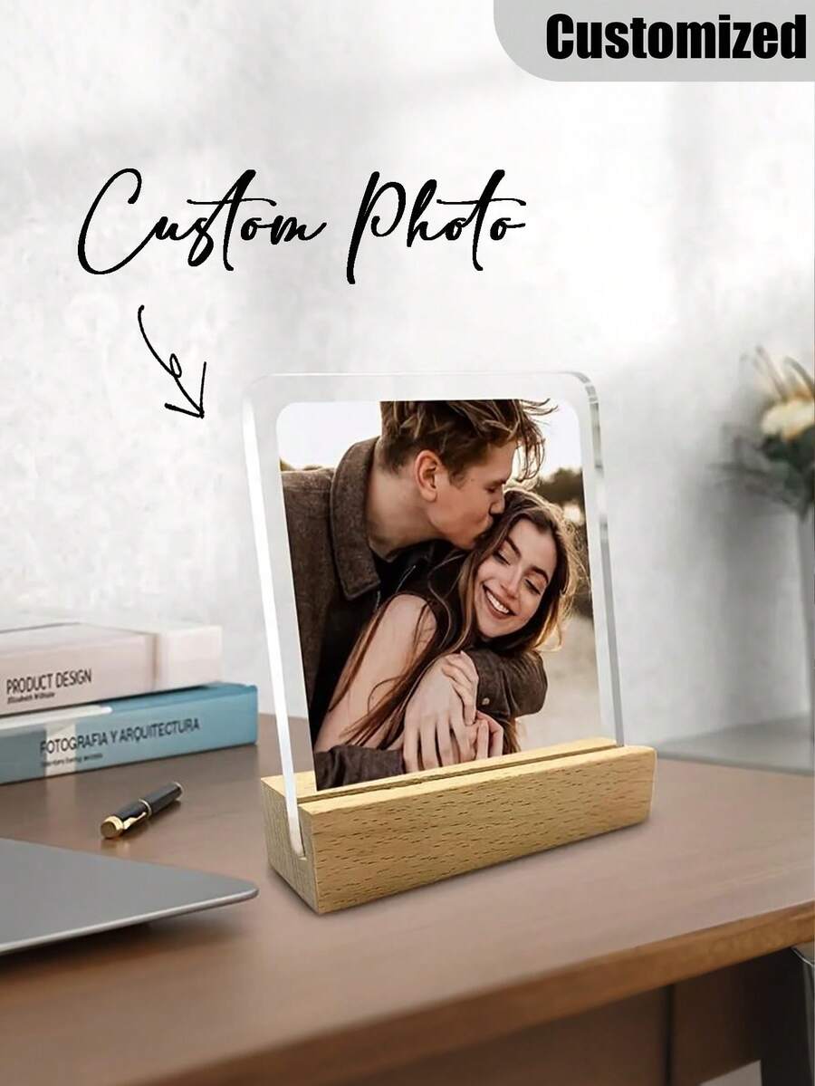 2D平面单件定制亚克力相框，适用于婚礼、生日、周年纪念日 - 可添加您自己的照片、姓名/文字 - 珍藏回忆的理想礼物，照片展示，生日纪念相框，圣诞相框，派对相框，摄影装饰，照片收纳，桌面照片架，家居装饰客厅