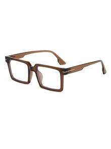 1 Cặp Kính phẳng gọng vuông PC màu nâu đơn giản phong cách cổ điển thời trang dành cho nam - màu nâu - Xem 2
