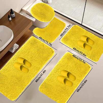 Juego de 5 piezas de alfombras de baño súper absorbentes y antideslizantes, alfombras de baño ultra suaves lavables a máquina de secado rápido con cubierta para tapa de inodoro, alfombras de piso de confort de nube para baño, cocina, dormitorio, decoración del hogar