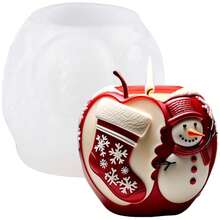 Christmas Apple-Shaped Silicone Mold, Candle Mold With Santa Claus And Snowman Design, Ideal For Crafts, Soap, And Resin. Perfect For Christmas Decorations.