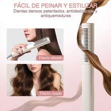 Cepillo Alisador de Pelo 3 en 1 – Alisa, Riza y Da Volumen | Calentamiento Rápido en 30 Segundos, 5 Niveles de Temperatura y Tecnología Cerámica Anti Frizz | Peina sin Daño, con Dientes 3D Antiquemaduras | Ideal para Uso Diario, Viajes o Regalo para Mujeres. - Blanco - Ver 2