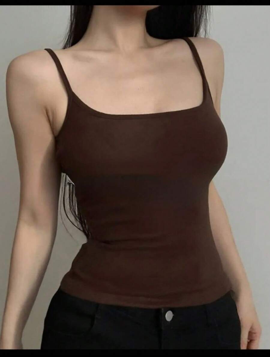 Basic Women's Tank Top With Straps. Basic Baita Nightgown/Vest - Maroon - View 1