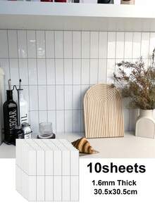 加厚设计自粘式防溅板，12英寸 x 12英寸 - 3D立体自粘瓷砖防溅板，适用于厨房、浴室、墙面，4片装/10片装/20片装 - 彩色 - 查看 18