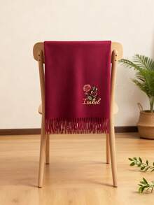 1 buah Syal Ulang Tahun Motif Bunga Warna-warni dari Bahan Kasmir Imitasi dengan Rumbai, Syal Hangat Kasmir Imitasi Warna Polos, Nama Dapat Disesuaikan, Aksesori Musim Dingin, Hadiah Ulang Tahun dan Liburan untuk Keluarga dan Teman - MultiWarna - View 7