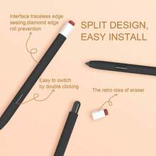 LOVE MEI Classic Retro Design Silicone Pencil Case Compatible With Samsung Galaxy Tab S6 Lite S Pen Case Cover Sleeve NonSlip Smooth Grip Purple - 黑色 - 查看 2