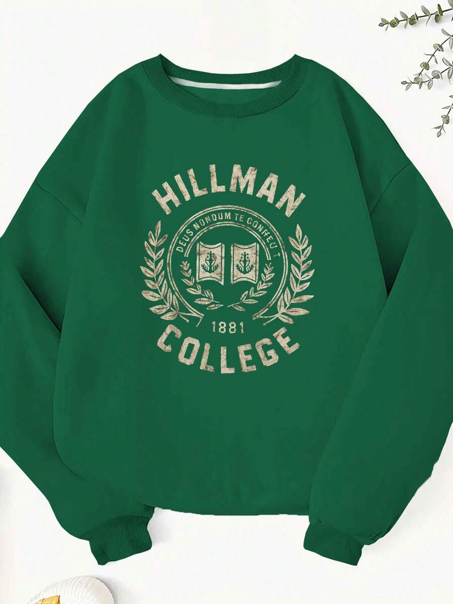 Hillman College Emblem 250g Women's Plus Size Casual Sweatshirt 2026 - 綠色 - 查看 1