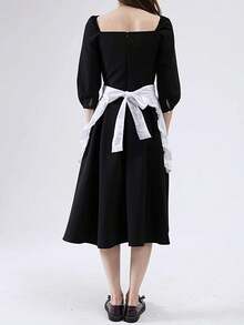 1pc Waist Apron Maid Costume, Cute & Vintage Style With Pockets, Pleated Kitchen Cooking Half Apron,Kitchen,Bathroom,Home,Household Supplies - 白色 - 查看 3