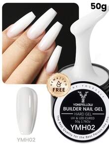 YOKEFELLOW 50g Builder Nail Gel For Nail Extension & Strengthening, Jelly White Builder Gel Soak Off UV LED Long Lasting Thickening Gel, Ideal For Salon Use & Holiday Gifts For Women Girls NEW YMH02