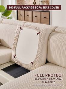 1件装弹力沙发套，加厚保暖防滑全包覆式沙发座套，四季皆宜，布艺沙发套，可机洗，防尘，宠物友好，卧室、办公室、客厅装饰性沙发保护套，适用于1/2/3/4人座及L型沙发 - 米色 - 查看 8