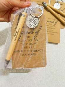1/4/12/20 件/套，团队礼品，员工感谢礼品，笔和口袋励志笔记本套装，含励志钥匙扣和手提袋，办公礼品，适合员工、志愿者、护士、教师、同事，团队建设退休礼品（4 件/套 = 1 支笔 + 1 个口袋励志笔记本 + 1 个励志钥匙扣 + 1 个手提袋） - 彩色 - 查看 2