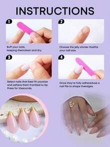24片法式中号杏仁形亚克力美甲贴纸 - Y2K粉金配色，适用于美甲沙龙、女性/女孩日常佩戴及派对装饰，新年礼物 - 彩色 - 查看 5