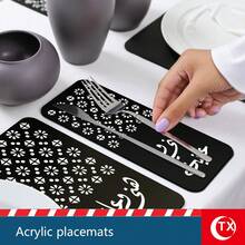 Three Pieces Gold/Silver/Black Placemat And Plate Decorating Set - Minimalist Acrylic Festive Tableware - Floral Pattern And Arabic Script - Placemats With Auspicious Messages - Festive Hospitality Items - Suitable For Candlelight Dinners, Restaurants, Parties, Everyday Kitchens, Family Meals, New Year's Eve, And Many Other Occasions. - Multicolor - View 9