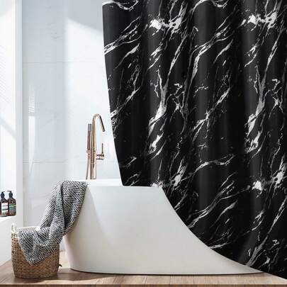 180*180cm Thickened Waterproof Shower Curtain, Washable And Quick-Drying, With Hooks, Modern Minimalist Style, Suitable For Shower And Bathtub, Achieve Bathroom Wet And Dry Separation, Multiple Colors Available