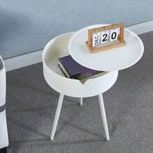 Mesita auxiliar moderna para dormitorio con espacio de almacenamiento - Blanco - Ver 7