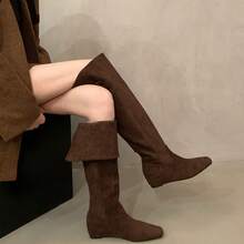 Women Over-The-Knee Boots - Dark Brown - View 1