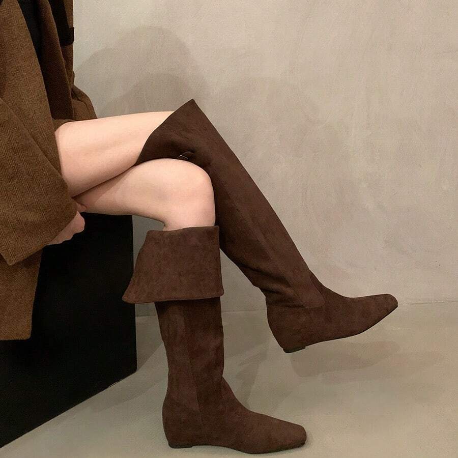 Women Over-The-Knee Boots - Dark Brown - View 1