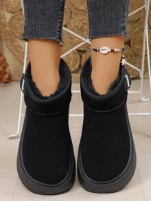 Fall/Winter Thick Sole Comfortable Slip-On Ankle Boots, Warm, Fashionable, Versatile,Fur Boots